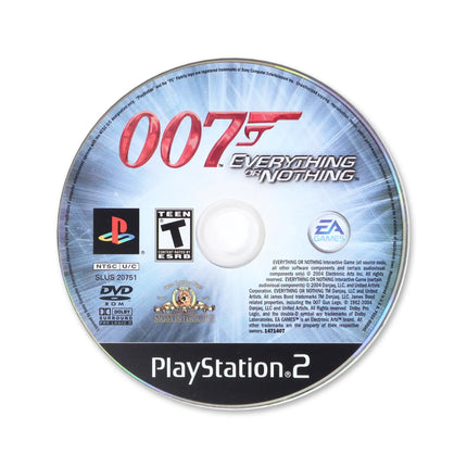 007 Everything or Nothing for Sony PlayStation 2 - Disc front with label - Game only.