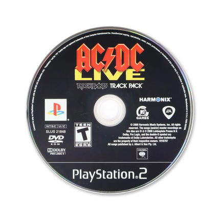 AC/DC Live Rock Band Track Pack for Sony PlayStation 2 - Disc front with label - Game only.