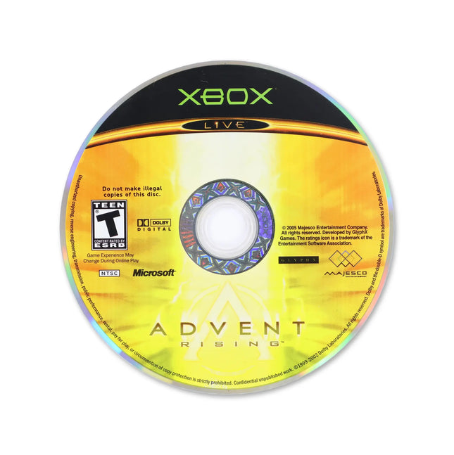 Advent Rising for Microsoft Xbox - Disc front with label - Game only.