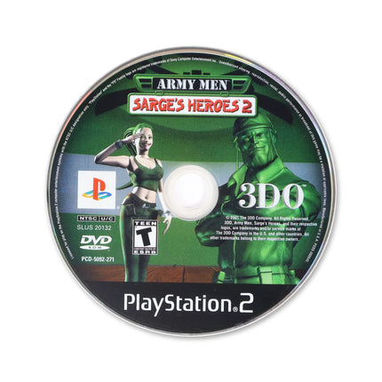 Army Men Sarge's Heroes 2 for Sony PlayStation 2 - Disc front with label - Game only.