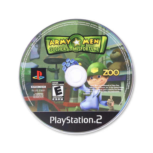 Army Men Soldiers of Misfortune for Sony PlayStation 2 - Disc front with label - Game only.