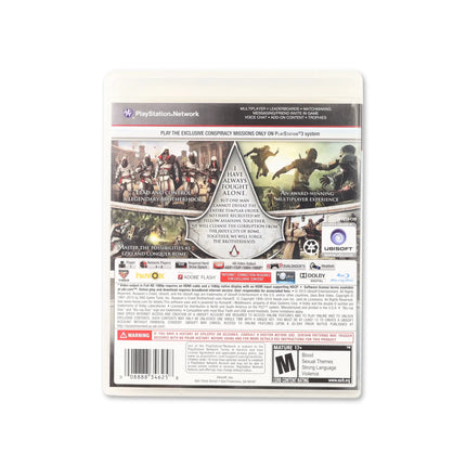 Assassin's Creed: Brotherhood for PlayStation 3 - Box back - Product gallery.