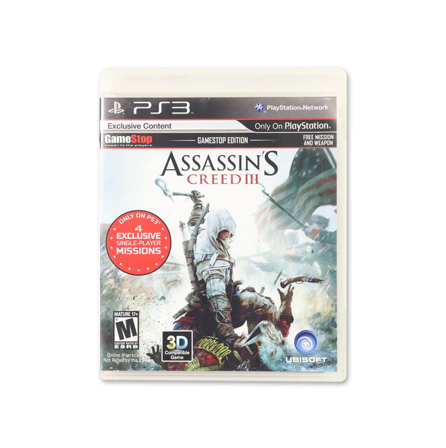 Assassin's Creed III [Gamestop Edition] for PlayStation 3 - Box front - Complete in box or box and game.