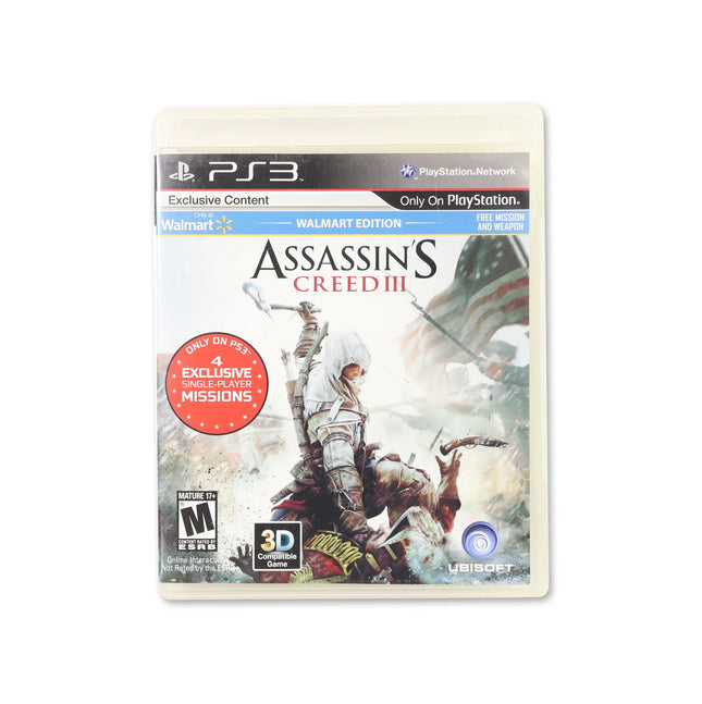 Assassin's Creed III [Walmart Edition] for PlayStation 3 - Box front - Complete in box or box and game.