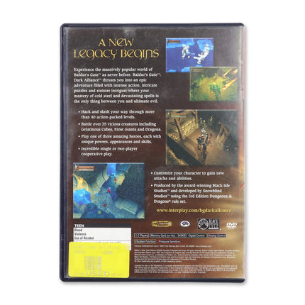 Baldur's Gate Dark Alliance [Greatest Hits] for Sony PlayStation 2 - Case back cover - Product gallery.