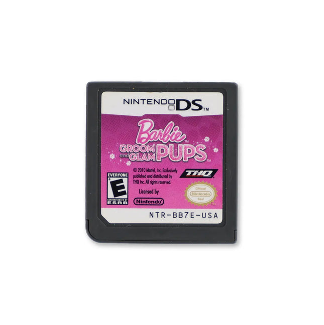 Barbie: Groom and Glam Pups for Nintendo DS - Cartridge front with label - Game only.