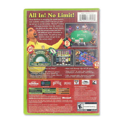 Bicycle Casino for Microsoft Xbox - Case back cover - Product gallery.