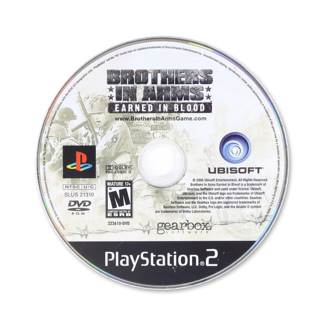 Brothers in Arms Earned in Blood for Sony PlayStation 2 - Disc front with label - Game only.