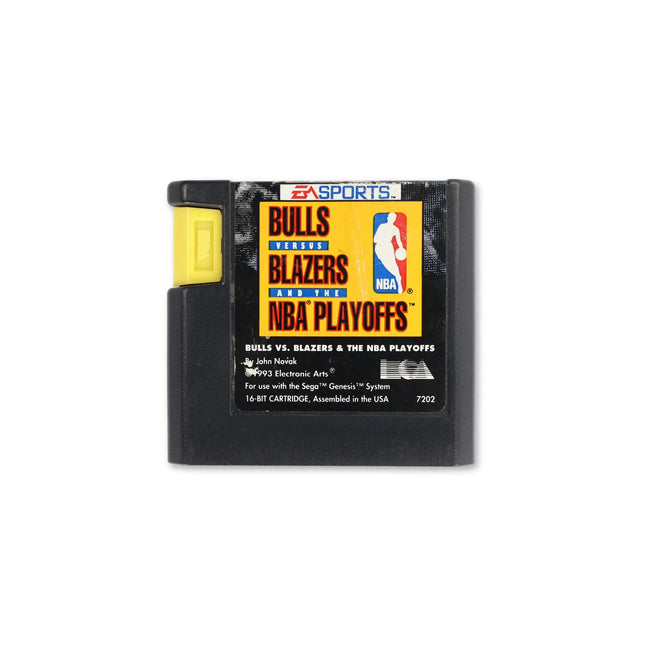 Bulls Vs Blazers and the NBA Playoffs for Sega Genesis - Cartridge front with label - Game only.