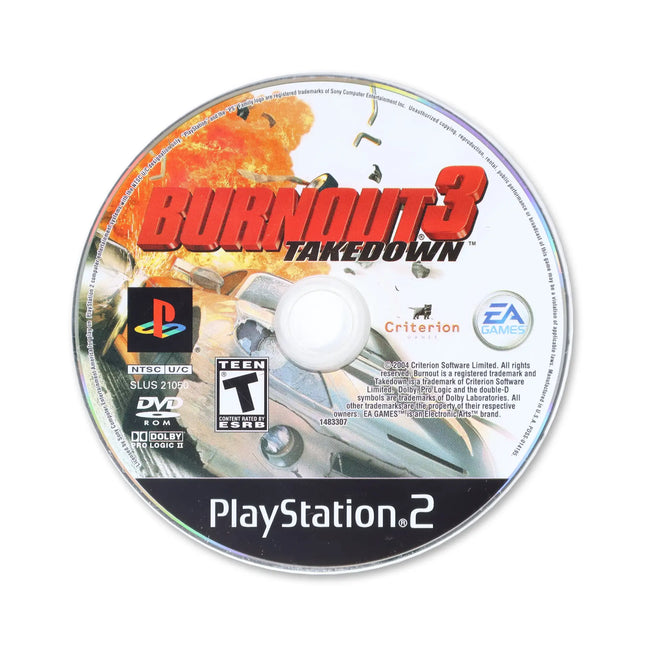 Burnout 3 Takedown for Sony PlayStation 2 - Disc front with label - Game only.