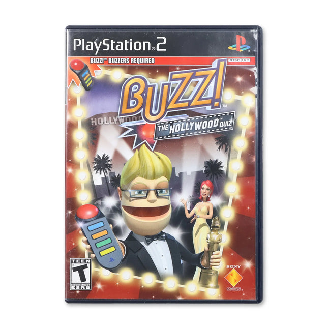 Buzz!: The Hollywood Quiz for Sony PlayStation 2 - Case front cover - Complete in box or case and game.