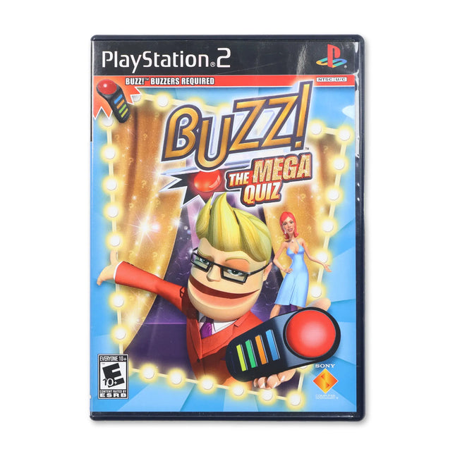 Buzz The Mega Quiz for Sony PlayStation 2 - Case front cover - Complete in box or case and game.