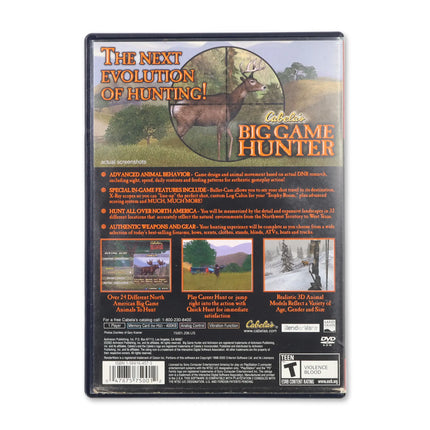 Cabela's Big Game Hunter [Greatest Hits] for Sony PlayStation 2 - Case back cover - Product gallery.