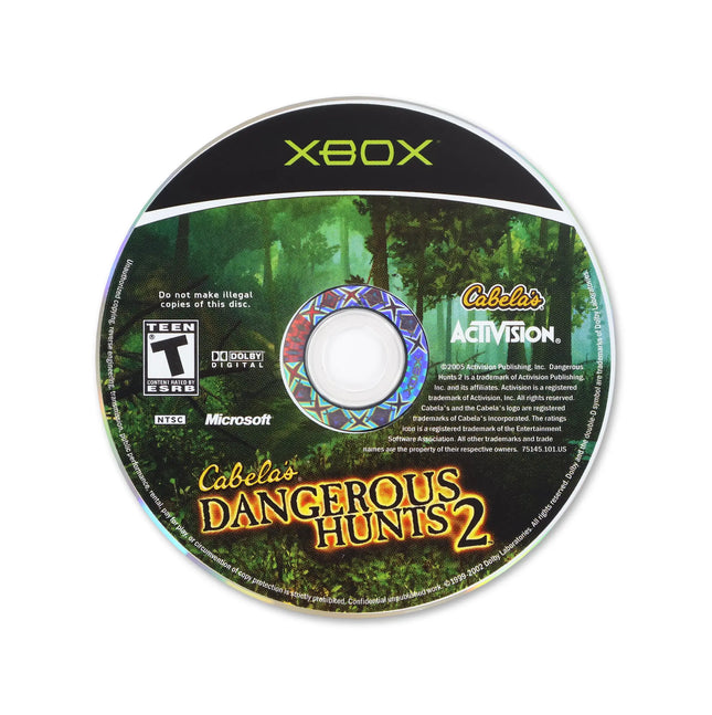 Cabela's Dangerous Hunts 2 for Microsoft Xbox - Disc front with label - Game only.