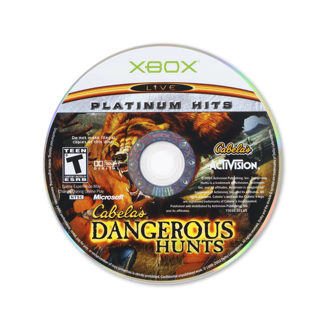 Cabela's Dangerous Hunts [Platinum Hits] for Microsoft Xbox - Disc front with label - Game only.
