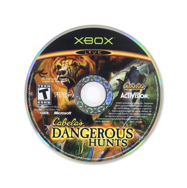 Cabela's Dangerous Hunts for Microsoft Xbox - Disc front with label - Game only.