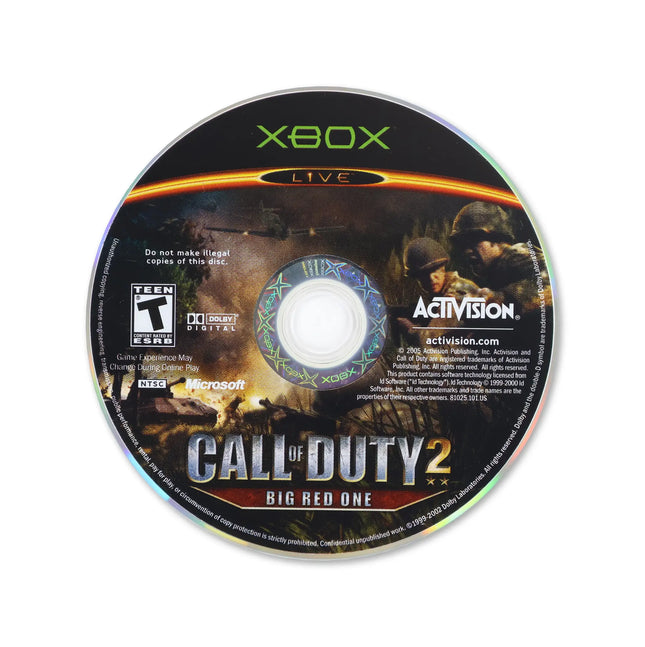 Call of Duty 2 Big Red One for Microsoft Xbox - Disc front with label - Game only.