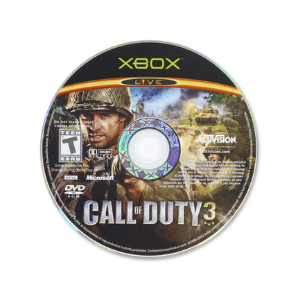 Call of Duty 3 for Microsoft Xbox - Disc front with label - Game only.