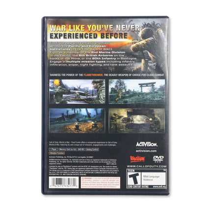 Call of Duty World at War Final Fronts for Sony PlayStation 2 - Case back cover - Product gallery.