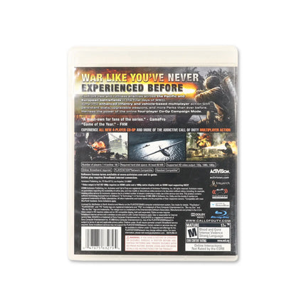 Call of Duty World at War for PlayStation 3 - Box back - Product gallery.