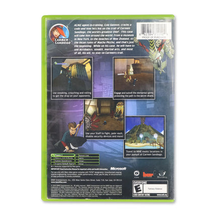 Carmen Sandiego The Secret of the Stolen Drums for Microsoft Xbox - Case back cover - Product gallery.