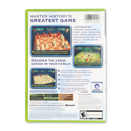 Chessmaster for Microsoft Xbox - Case back cover - Product gallery.