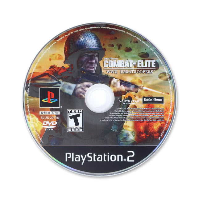 Combat Elite WWII Paratroopers for Sony PlayStation 2 - Disc front with label - Game only.