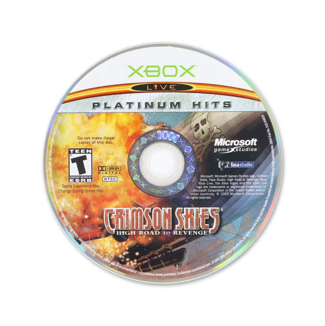 Crimson Skies [Platinum Hits] for Microsoft Xbox - Disc front with label - Game only.