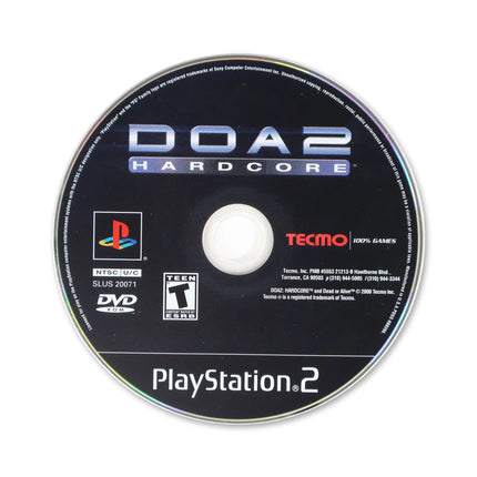 DOA2: Hardcore for Sony PlayStation 2 - Disc front with label - Game only.