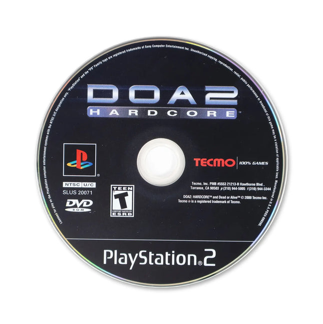 DOA2: Hardcore for Sony PlayStation 2 - Disc front with label - Game only.