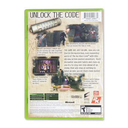Da Vinci Code for Microsoft Xbox - Case back cover - Product gallery.