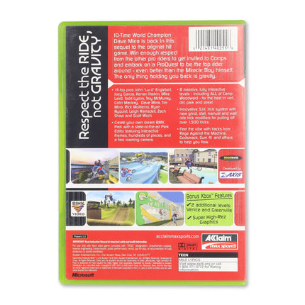 Dave Mirra Freestyle BMX 2 for Microsoft Xbox - Case back cover - Product gallery.