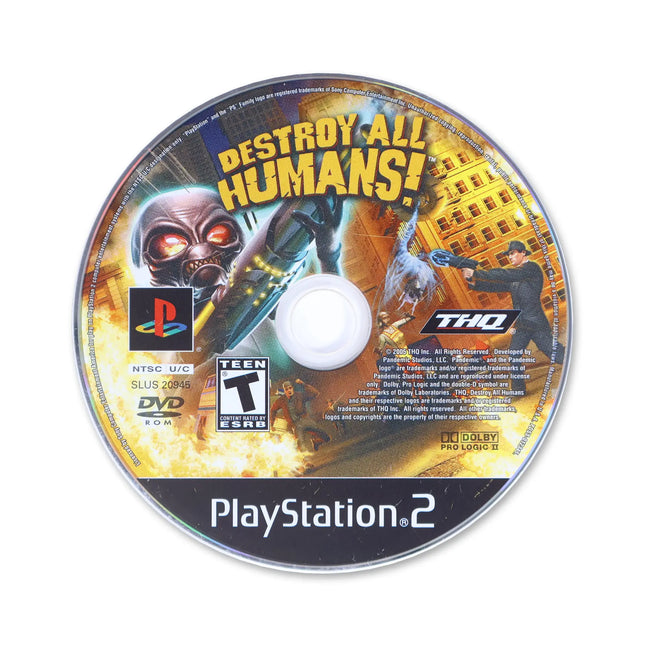 Destroy All Humans for Sony PlayStation 2 - Disc front with label - Game only.