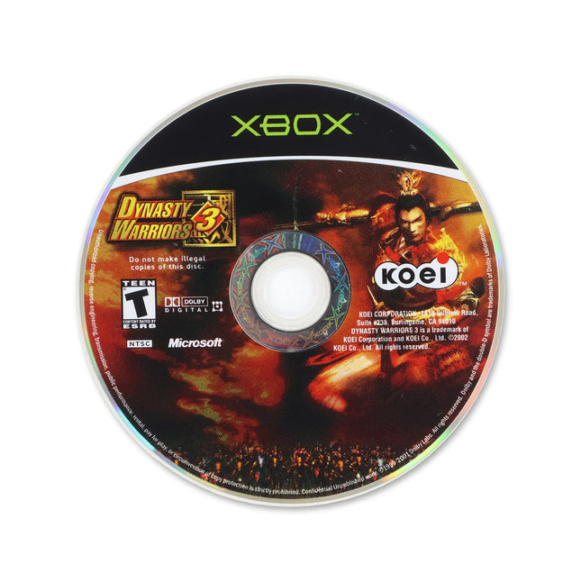 Dynasty Warriors 3 for Microsoft Xbox - Disc front with label - Game only.