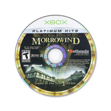 Elder Scrolls III Morrowind [Platinum Hits] for Microsoft Xbox - Disc front with label - Game only.
