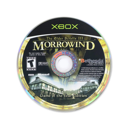 Elder Scrolls III Morrowind for Microsoft Xbox - Disc front with label - Game only.