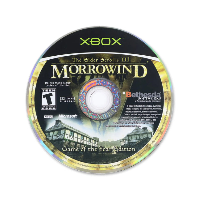 Elder Scrolls III Morrowind for Microsoft Xbox - Disc front with label - Game only.