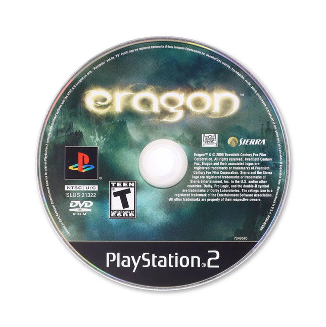 Eragon for Sony PlayStation 2 - Disc front with label - Game only.