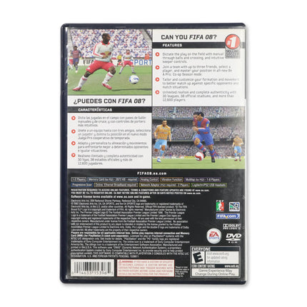 FIFA 08 for Sony PlayStation 2 - Case back cover - Product gallery.