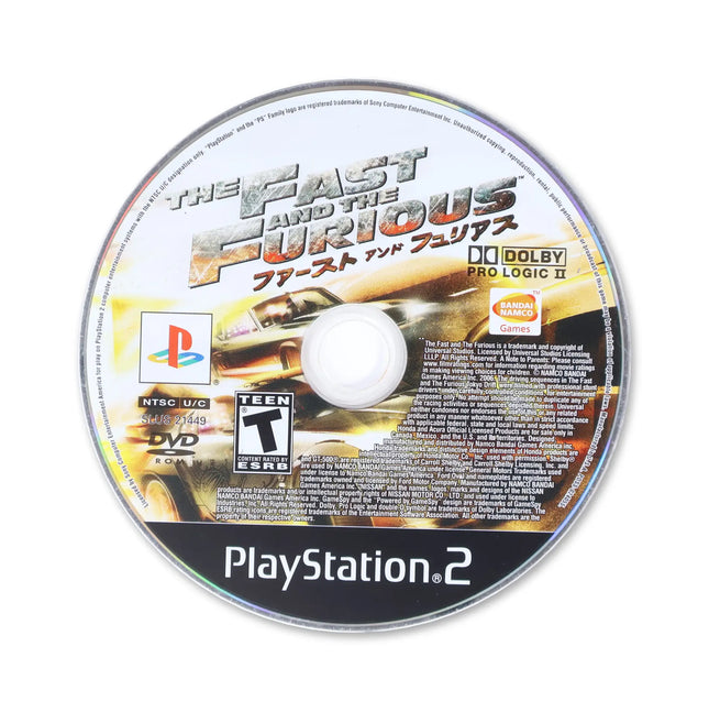 Fast and the Furious for Sony PlayStation 2 - Disc front with label - Game only.