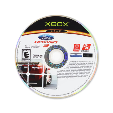Ford Racing 3 for Microsoft Xbox - Disc front with label - Game only.