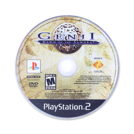 Genji Dawn of the Samurai for Sony PlayStation 2 - Disc front with label - Game only.