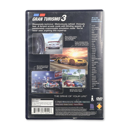 Gran Turismo 3 for Sony PlayStation 2 - Case back cover - Product gallery.