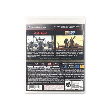 Grand Theft Auto: Episodes from Liberty City for PlayStation 3 - Box back - Product gallery.