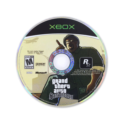 Grand Theft Auto San Andreas for Microsoft Xbox - Disc front with label - Game only.