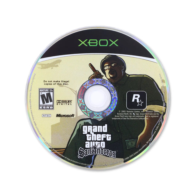 Grand Theft Auto San Andreas for Microsoft Xbox - Disc front with label - Game only.