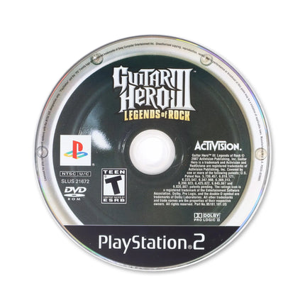 Guitar Hero III Legends of Rock for Sony PlayStation 2 - Disc front with label - Game only.
