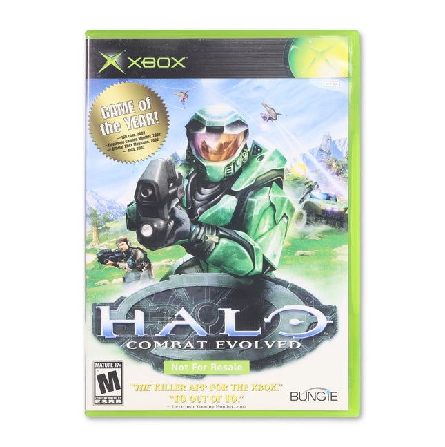 Halo: Combat Evolved [Not for Resale] for Microsoft Xbox - Case front cover - Complete in box or case and game.