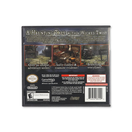 Hidden Mysteries Salem Secrets for Nintendo DS - Box back - Product gallery.