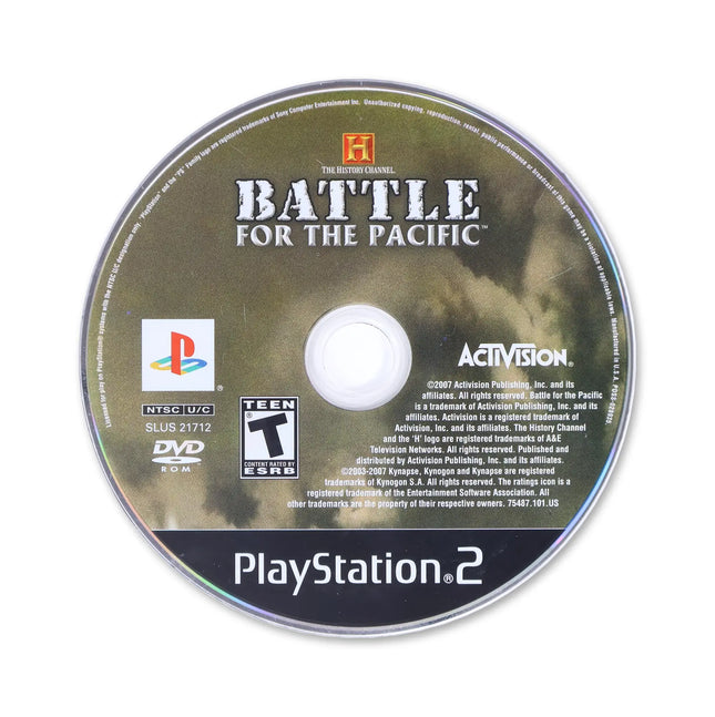 History Channel Battle For the Pacific for Sony PlayStation 2 - Disc front with label - Game only.